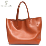  Luxury Brand Cow Leather Tote Bags Designer Cowhide Handbags Women Shoulder Female Large Capacity Liner Mart Lion - Mart Lion