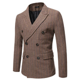 Saco Hombre Elegante Men's Suits Jackets Vintage Double Breasted Plaid Dress Coat Classique Homme
