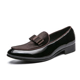 Loafers Men's Shoes Red Brown Faux Suede Butterfly-knot Dress Zapatos De Vestir Hombre Mart Lion Brown 38 