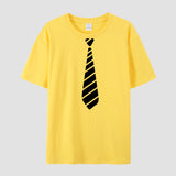Men's Tee Top Graphic Tie T-Shirt Oversized Cotton Short Sleeve Summer  T Shirts Casual Mart Lion Yellow XS 