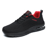 Men's Leather Walking Jogging Sneakers Running Sport Shoes Black Lightweight Athletic Trainers Breathable Mart Lion   