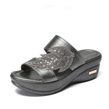 Women Summer Slippers Ladies Glitter PU Wedges Shoes Casual Slingbacks Sandals Platform Woman Flat Slippers Mart Lion   