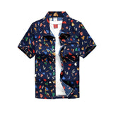 Aloha Shirts Men's Clothes Summer Camisa Havaiana Colorful Printed Short Sleeve Hawaiian Beach Shirts Mart Lion 85 navy blue 2XL for 180CM 80KG 