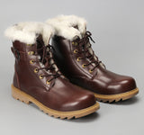 New Fashion Natural Wool Winter Boots Men Warm Cow Winter Leather Shoes Men - MartLion