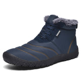 Winter Waterproof Men's Snow Casual Shoes Plush Outdoor Sneakers Warm Fur Ankle Snow Mart Lion Blue 38 