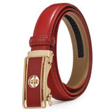 Women Belt Designer Brand Real Genuine Leather Strap Automatic Buckle Belts Pasek Damski Riem Mart Lion Red China 95cm