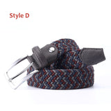 Stretch Canvas Leather Belts for Men's Female Casual Knitted Woven Military Tactical Strap Elastic Belt for Pants Jeans Mart Lion Style D 100cm 