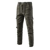 100% Cotton Men's Cargo Trousers Casual Pants Zipper Multi-pockets Streetwear Pants Mart Lion 30 ArmyGreen 