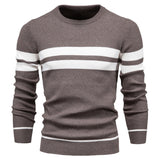 Autumn Pullover Men's Sweater O-neck Patchwork Long Sleeve Warm Slim Casual Sweater Clothing Mart Lion coffee EUR S 60-70kg 