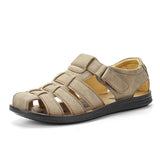 Men's Sandals Summer Premium Leather Lightweight Breathable Beach Designer Sandals Mart Lion S206Khaki 40 