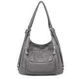 Genuine Leather Handbags Multifunction Casual Tote Bag Bagpack Mochilasr Women Shoulder Ladies bags Mart Lion Gray-43  