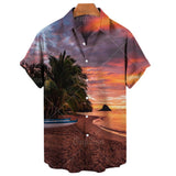 Men's Coconut Tree 3D Printing Shirts Casual Hawaiian Loose Shirts Short Sleeve Shirts Summer Beach Loose Tops Mart Lion ZM-1616 M 
