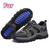 Men's Hiking Shoes Women Warm Fur Sneakers Lace Up Plush Summer Boys Walking Adult Outdoor Footwear Winter Mart Lion fur grey winter 36 