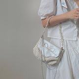  Crossbody Bag Female Ins Sweet Girl Bow Pearl Chain Bag Shoulder Underarm Bag Female Bags Mart Lion - Mart Lion