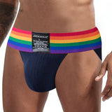 Jockmail Underwear Men's Briefs Slips Penis Pouch Panties Bikini Brief Cueca Gay Hombre Breathable Underpants Rainbow Mart Lion JM380Navy M(27-30 inches) 