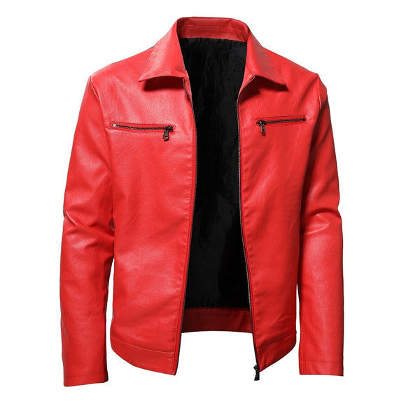 Men's Leather Jackets Steampunk Vintage Red Black Zipper Pu Leather Outerwear Motorcycle Windbreaker for Bomber Coats Mart Lion Red S 48-55kg 