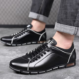 Autumn Men's Sneakers Shoes Winter Casual Solid Leather Shoe Sport Flat Round Toe Light Breathable Mart Lion   