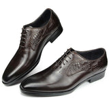 Men's Brogue Leather Dress Shoes Pigskin Lining lace up shoes elegant formafor zapatos hombre vestir Mart Lion coffee 38 