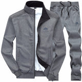 Men's Sets Sporting Suit Warm Embroidery Zipper Sweatshirt +Sweatpants Men's Clothing 2 Pieces Sets Slim Tracksuit Mart Lion Dark Grey M 