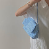  Summer Niche Texture Blue Chain Flip Handbags Canvas Bag All-match Underarm Messenger Bags For Women Shoulder Bag Mart Lion - Mart Lion