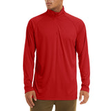 Men's Sun/Skin Protection Long Sleeve Shirts Anti-UV Outdoor Tops Golf Pullovers Summer Swimming Workout Zip Tee Mart Lion Tomato Red CN size L (US M) CN