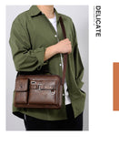  Men's Shoulder Bag Portable PU Leather Handbag Briefcase Travel Crossbody Bags Qualit Mart Lion - Mart Lion