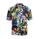 Men's Hawaiian Shirt Casual Colorful Printed Beach Aloha Short Sleeve Camisa Hawaiana Hombre Mart Lion 04 green Asian 2XL for 80KG 