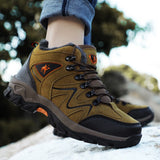 Winter Men's Work Casual Shoes Outdoors Leather Plush Warm Round Toe Sneakers Non Slip Climbing Hiking Mart Lion   