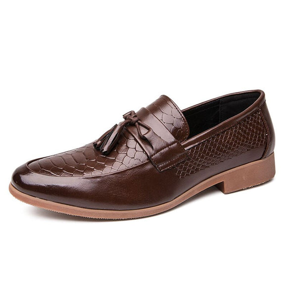 Tassels Men's Loafers Microfiber Leather Dress Shoes Formal Footwear Mart Lion Auburn 38 