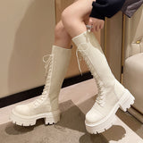 Long Boots Women Thick-soled Stretch Knitted Knee High Boots Mart Lion   