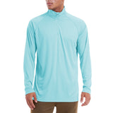 Men's Sun/Skin Protection Long Sleeve Shirts Anti-UV Outdoor Tops Golf Pullovers Summer Swimming Workout Zip Tee Mart Lion Ice Blue CN size L (US M) CN
