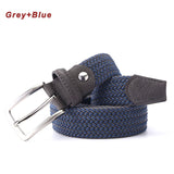 Stretch Canvas Leather Belts for Men's Female Casual Knitted Woven Military Tactical Strap Elastic Belt for Pants Jeans Mart Lion Grey-Blue 100cm 