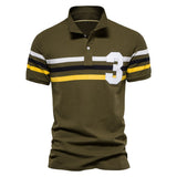 Cotton Men's Polo Shirts Casual Striped Short Sleeve Summer Clothing