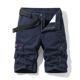 Men's Loose Cotton Cargo Shorts Summer Thin Breathable Soft Shorts Multi Pocket Zipper Pants Mart Lion Blue 30 China