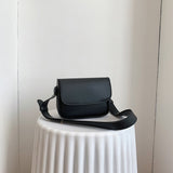 Retro Casual Women Tote Shoulder Bag Texture Versatile Crossbody Bags PU Leather Buckle Handbags Luxury Designer Mart Lion Black  