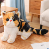 4 Colors 31cm INS Like Real Prone Cat Plush Doll Stuffed Pure Colors Grey White Yellow Kitten Toy Pets Animal Kids Gift Mart Lion 26cm black  