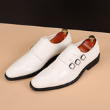 Casual Leather Shoes Men's Buckle Square Toe Dress Office Flats Wedding Party Oxfords Mart Lion White 37 China