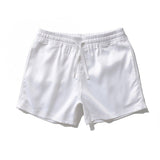 Men's Casual Sleep Bottom Shorts White Silky Pajamas Shorts Drawstring Pocket Satin Homewear Lounge Beach Boxershorts Mart Lion   