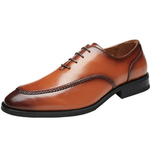 Oxfords Leather Men's Shoes Lace Up Casual Pointed Toe Formal Dress Wedding Party Mart Lion   