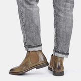 Retro Chelsea Boots Men's Leather Ankle Mart Lion   
