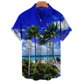 Men's Coconut Tree 3D Printing Shirts Casual Hawaiian Loose Shirts Short Sleeve Shirts Summer Beach Loose Tops Mart Lion ZM-1613 M 