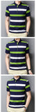 Korean Style Polo Shirt Striped Short Sleeve Summer Cool Shirt Streetwear Striped Polo Shirt Men's Tops Clothes