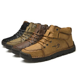 Genuine Leather Men Ankle Boots Platform Walking Design Soft Leather Office Boots Sneakers Mart Lion   