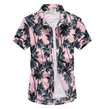 Men's Short Sleeve Hawaiian Shirt Colorful Print Casual Beach Hawaiian Shirt Mart Lion 14 pink Asian size 2XL 