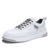 White Sneakers Men's Casual Shoes Leather Luxury Running Sports Lace Up Skateboard Mart Lion   