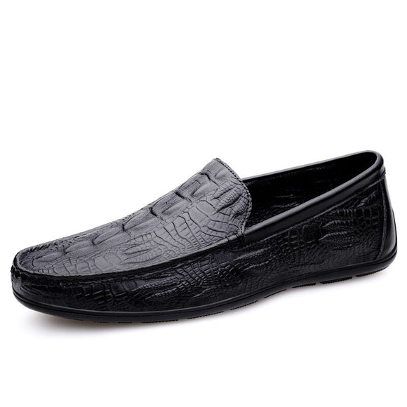 Super Soft Men's Moccasins Slip On Loafers Flats Casual Footwear Crocodile Microfiber Leather Shoes Mart Lion Black 2 38 