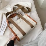 Casual Striped Canvas Large Tote Bag Designer Women Handbags Luxury Shoulder Crossbody Big Shopper Purse Travel Sac Ol Mart Lion BrownA S China 