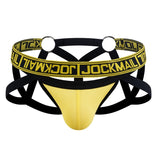 Men's Bondage Underwear Jockstrap Mesh String Hollow Lingerie Thong Tangas Cueca Gay Sissy Penis Pouch Mart Lion JM252YELLOW M 