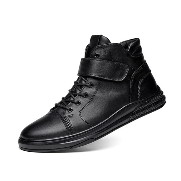 Winter Waterproof Men's Boots Plush Super Warm Snow Sneakers Ankle Genuine Leather Outdoor Shoes Mart Lion Black No Plush 01 6.5 