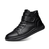 Winter Waterproof Men's Boots Plush Super Warm Snow Sneakers Ankle Genuine Leather Outdoor Shoes Mart Lion Black No Plush 01 6.5 